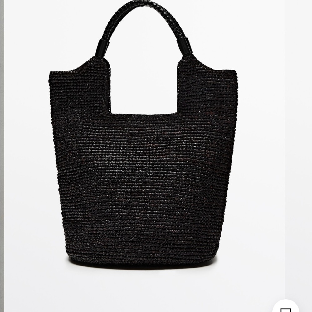 NWOT Massimo Dutti Raffia Leather Bag